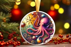 Round Christmas Ornament Sublimation|Clipart Product Image 1