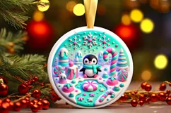 Round Christmas Ornament Sublimation|Clipart Product Image 2
