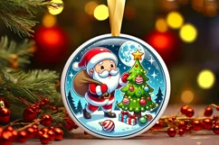Round Christmas Ornament Sublimation|Clipart Product Image 2
