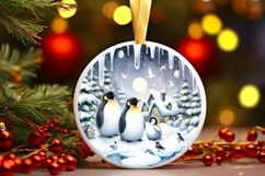 Watercolor Winter Penguins PNG Product Image 1
