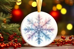 Snow Flake Christmas Round Cute Ornament Sublimation Product Image 2