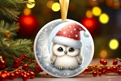 Cute Watercolor Christmas Baby Owl Ornament Product Image 3