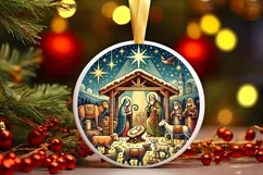 Round Christmas Ornament Sublimation|Clipart Product Image 1