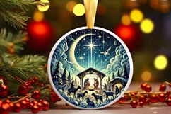 Round Christmas Ornament Sublimation|Clipart Product Image 1