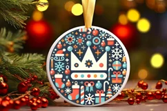 Round Christmas Ornament Sublimation|Clipart Product Image 2