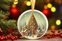 Round Christmas Ornament Sublimation|Clipart Product Image 2