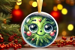 Christmas Christmass Tree Smiling Round Ornament Sublimation Product Image 3