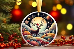 Round Christmas Ornament Sublimation|Clipart Product Image 1