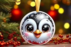 Shiny Christmas Penguin Ornament Sublimation PNG Product Image 1