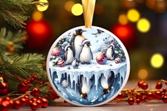 Watercolor Christmas Penguins Ornament Product Image 3