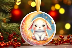 Vintage Baby Rabbit on Moon Sublimation PNG Product Image 3