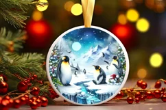 3D Winter Scene with Penguins Sublimation PNG Product Image 3