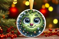 Shiny Christmas Tree Face Round Ornament Sublimation PNG Product Image 3