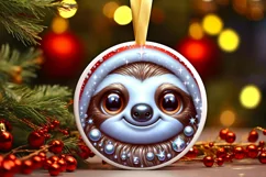 Shiny Sloth Face Round Ornament Sublimation PNG Product Image 1
