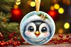 Shiny Christmas Penguin Ornament Sublimation PNG Product Image 1