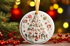 Round Christmas Ornament Sublimation|Clipart Product Image 1