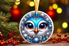 Shiny Peacock Face Round Ornament Sublimation PNG Product Image 3