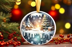3D Winter Scene with Sparkling Snowflakes Sublimation PNG Product Image 3