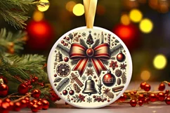 Round Christmas Ornament Sublimation|Clipart Product Image 2