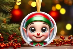 Shiny Elf Face Round Ornament Sublimation PNG Product Image 1