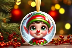 Shiny Elf Face Round Ornament Sublimation PNG Product Image 1