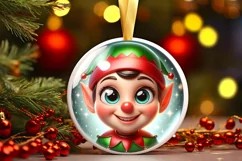 Shiny Elf Face Round Ornament Sublimation PNG Product Image 3