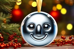 Shiny Koala Face Round Ornament Sublimation PNG Product Image 3