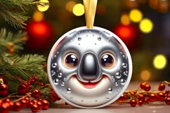 Shiny Koala Face Round Ornament Sublimation PNG Product Image 1