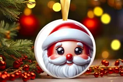 Shiny Santa Claus Face Round Ornament Sublimation PNG Product Image 3
