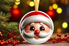 Shiny Santa Claus Face Round Ornament Sublimation PNG Product Image 3