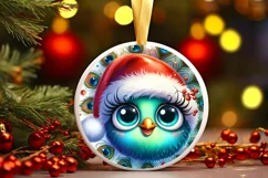 Shiny Peacock Face Round Ornament Sublimation PNG Product Image 1