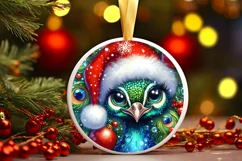 Shiny Peacock Face Round Ornament Sublimation PNG Product Image 1