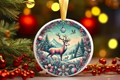 Round Christmas Ornament Sublimation|Clipart Product Image 1
