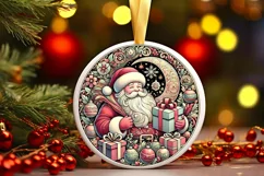 Round Christmas Ornament Sublimation|Clipart Product Image 1