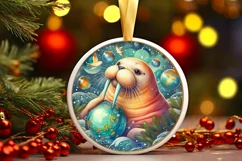 Round Christmas Ornament Sublimation|Clipart Product Image 1