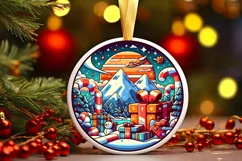 Round Christmas Ornament Sublimation|Clipart Product Image 1