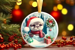 Round Christmas Ornament Sublimation|Clipart Product Image 1