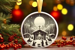 Round Christmas Ornament Sublimation|Clipart Product Image 1