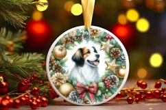 Christmas Dog Round Ornament Sublimation PNG Product Image 3