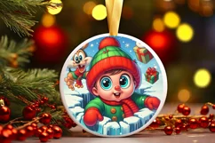 Round Christmas Ornament Sublimation|Clipart Product Image 1