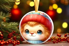 Winter Baby Lion with Gift Box Sublimation PNG Product Image 3