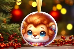 Winter Baby Lion with Gift Box Sublimation PNG Product Image 3