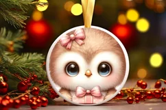 Winter Baby Owl with Gift Box Sublimation PNG Product Image 3