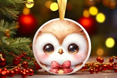 Winter Baby Owl with Gift Box Sublimation PNG Product Image 1