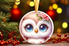 Winter Baby Owl with Gift Box Sublimation PNG Product Image 1