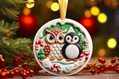 Round Christmas Ornament Sublimation|Clipart Product Image 2
