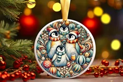 Round Christmas Ornament Sublimation|Clipart Product Image 1