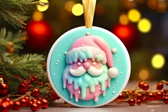Pastel Christmas Santa with Depth Sublimation PNG Product Image 3