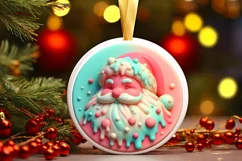 Pastel Christmas Santa with Depth Sublimation PNG Product Image 3
