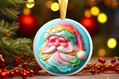 Pastel Christmas Santa with Depth Sublimation PNG Product Image 3